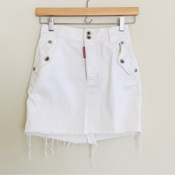 DSQUARED2 Dresses & Skirts - Dsquared2 White Denim Logo Mini Skirt SZ 2